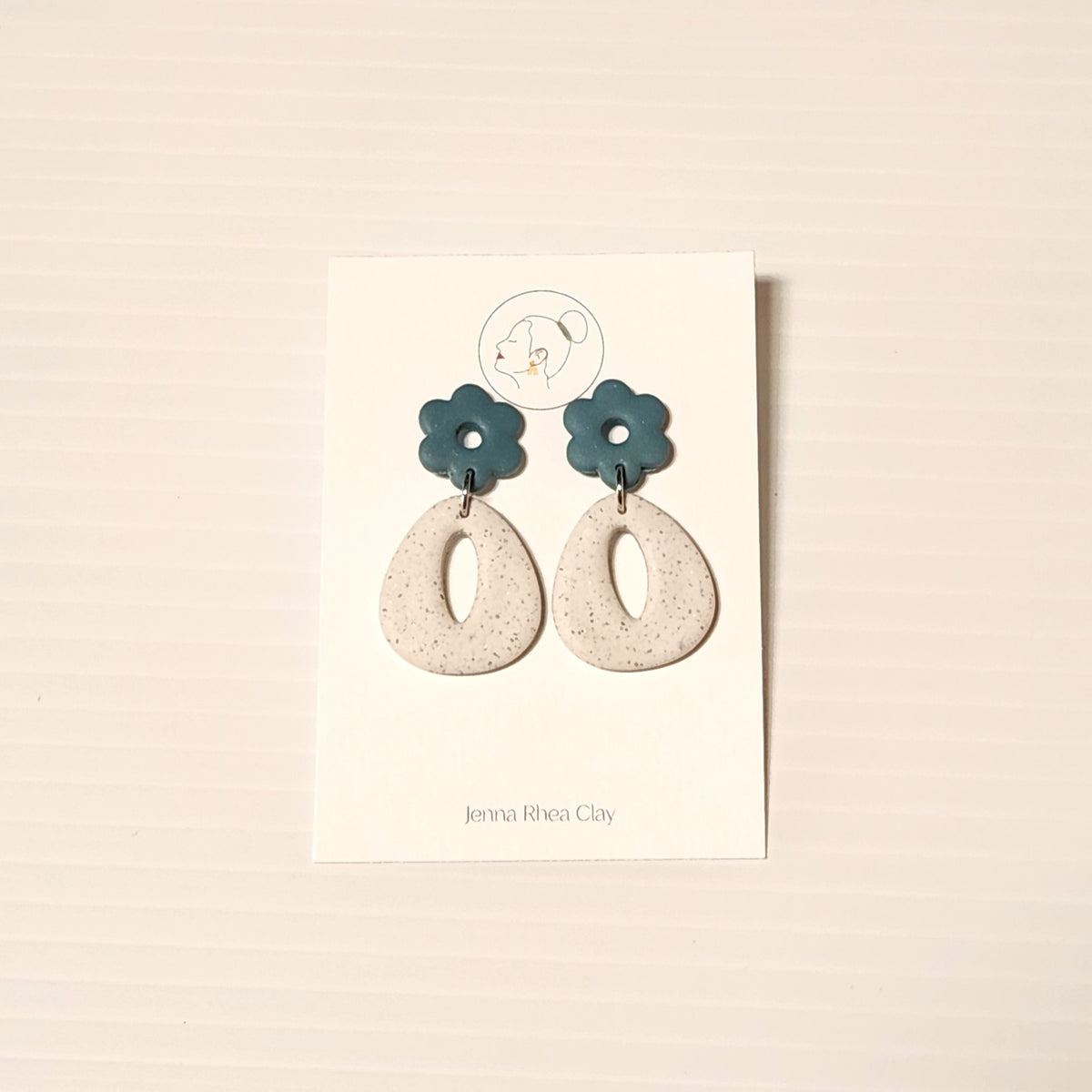 Flower Teardrop Dangle Polymer Clay Earrings