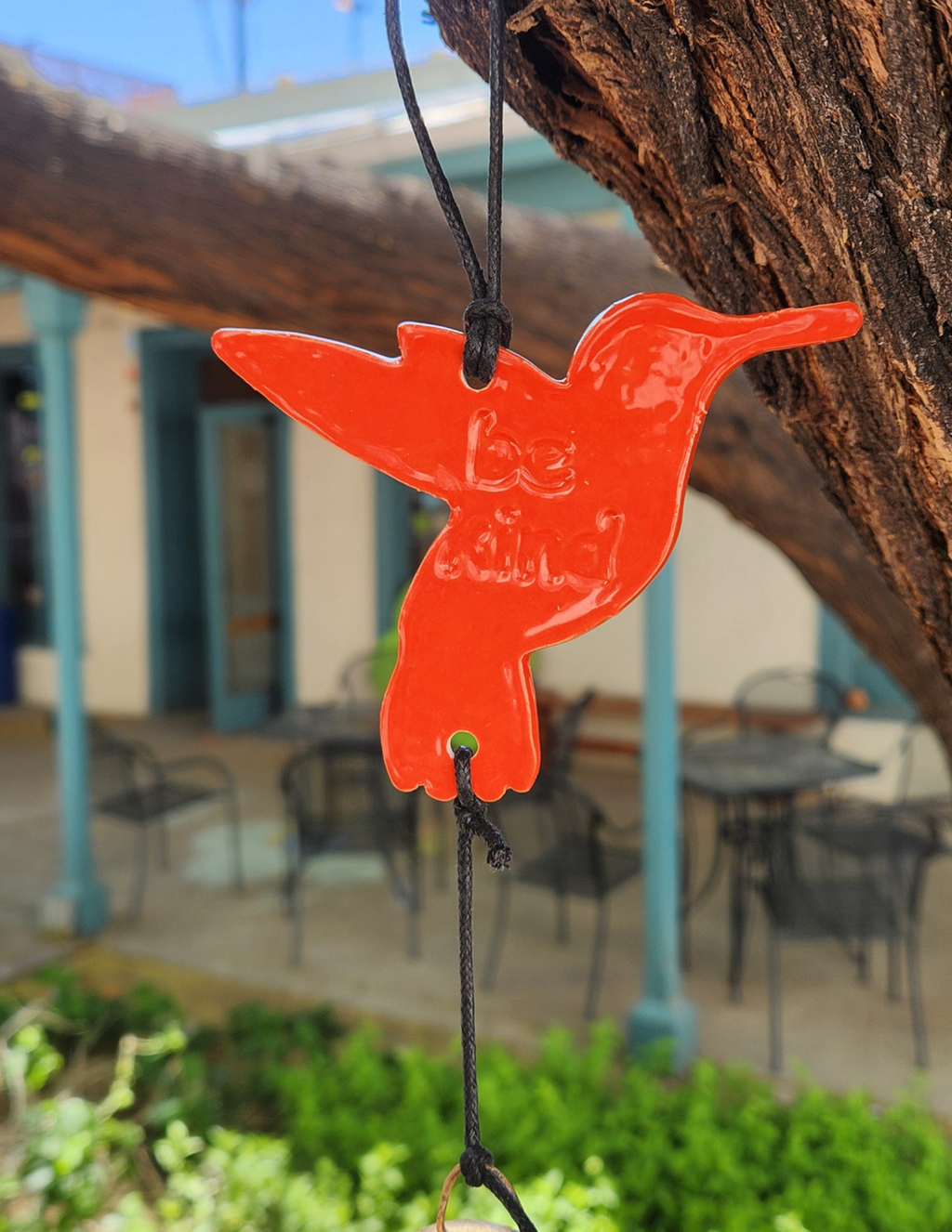 Hummingbird Ornament - Poppy Orange Floral