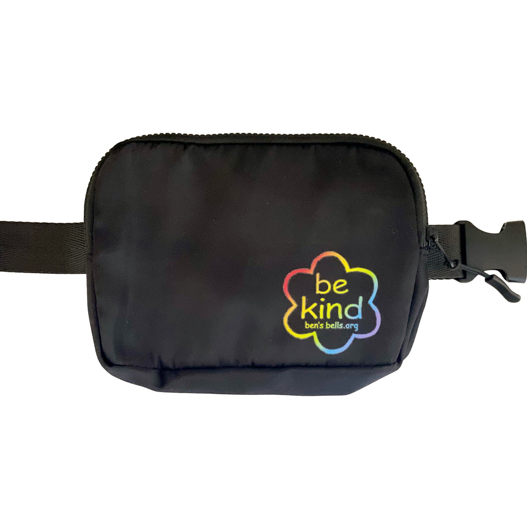 Belt Bag - Black with Rainbow Flower