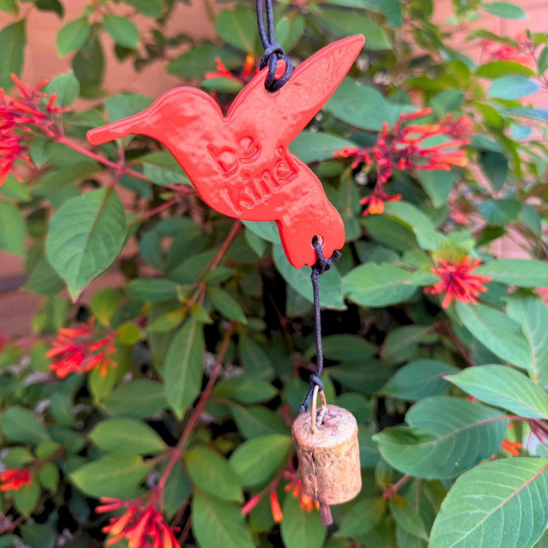 Hummingbird Ornament - Poppy Orange Floral