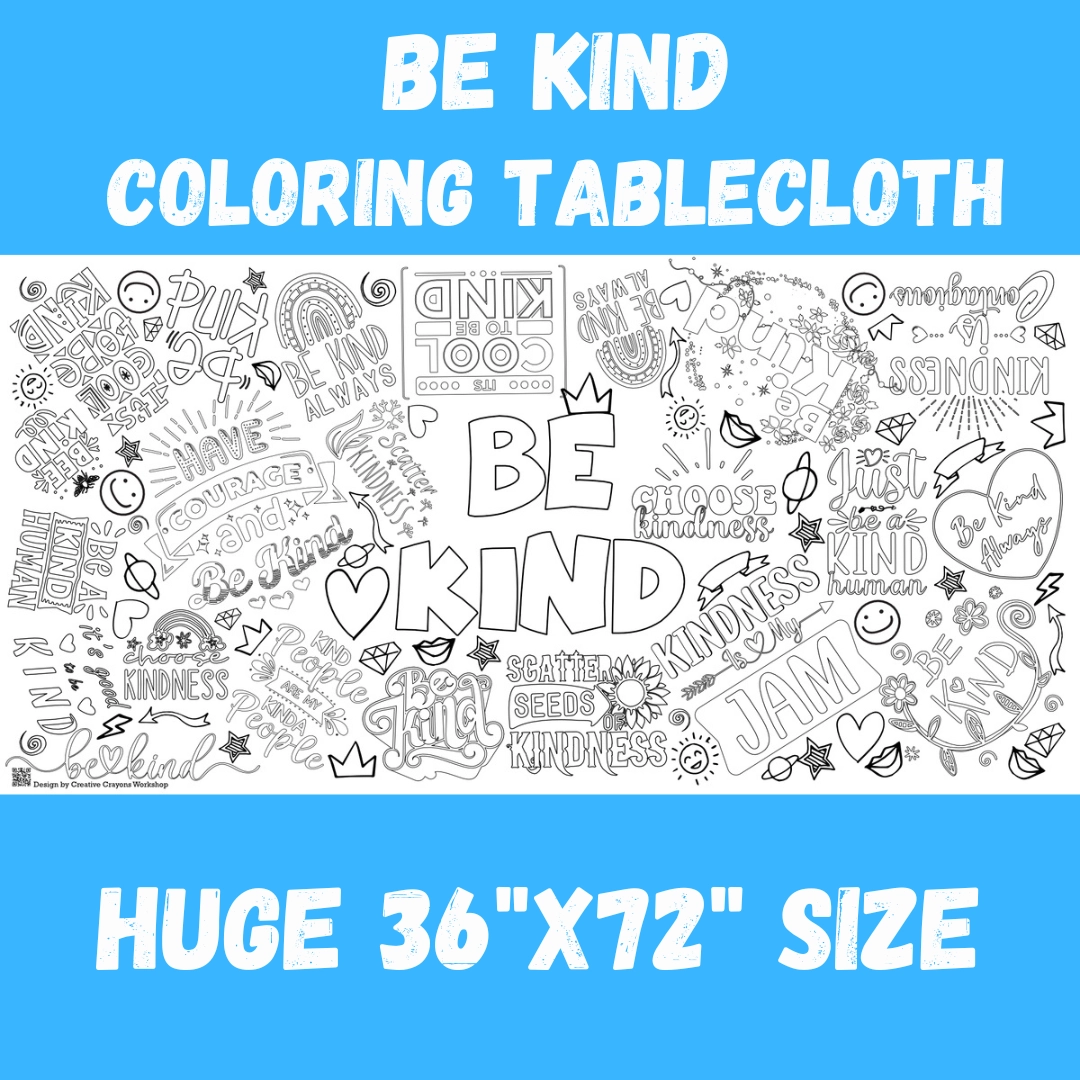 Spread Kindness Positive Affirmation Coloring Tablecloth