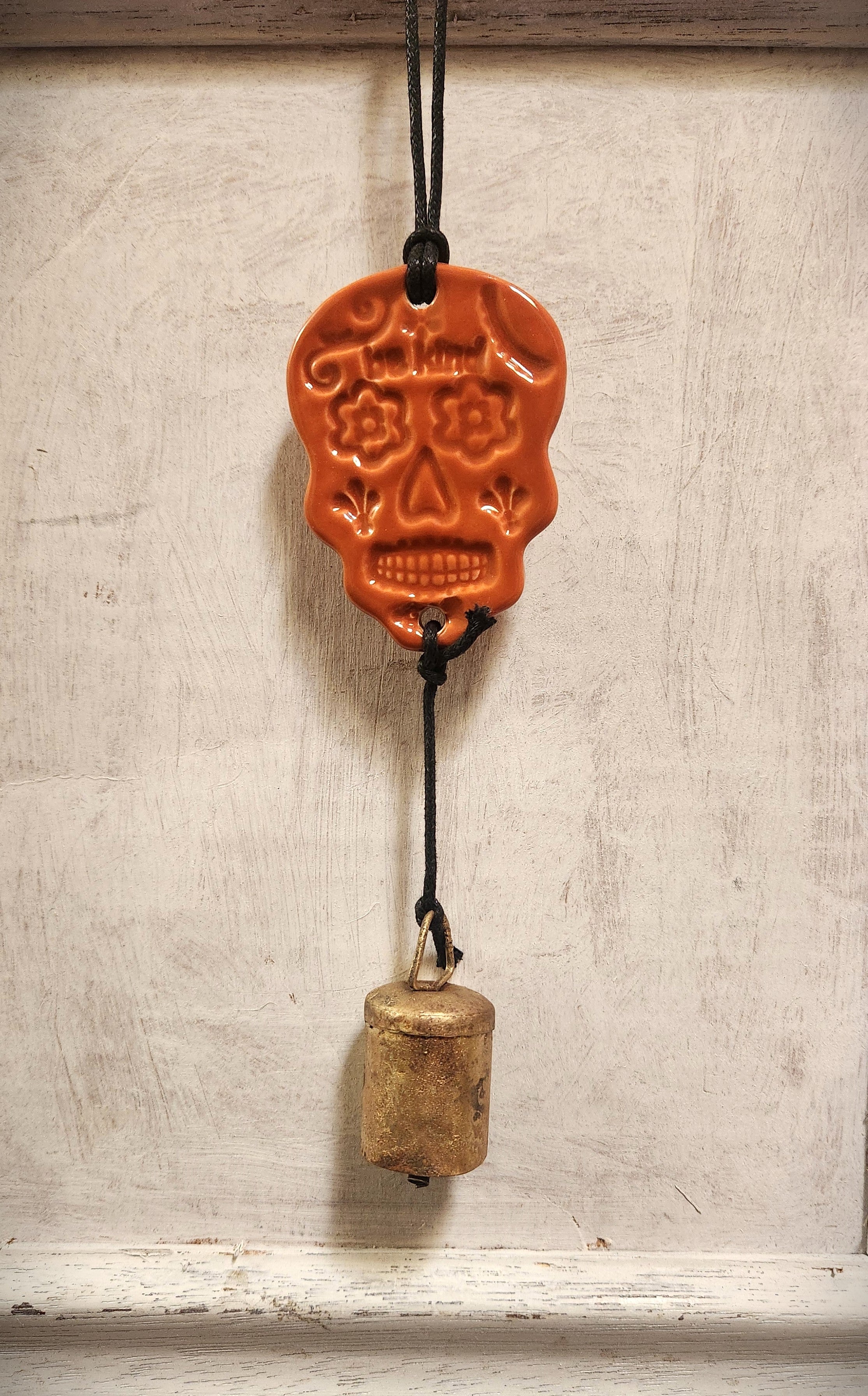 Sugar Skull Ornament Burnt Orange