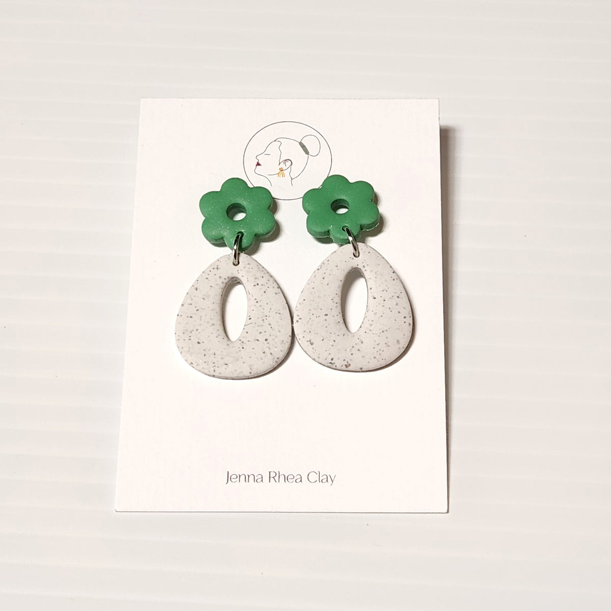 Flower Teardrop Dangle Polymer Clay Earrings