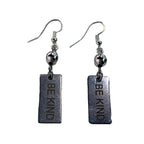 Earrings - Be Kind Stamped Plate with Silver Bead