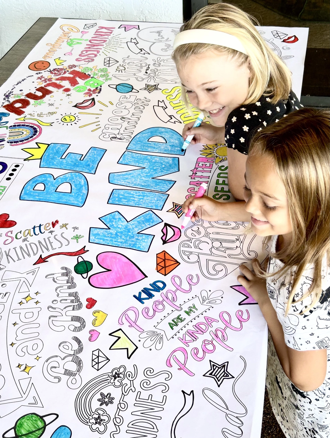 Spread Kindness Positive Affirmation Coloring Tablecloth