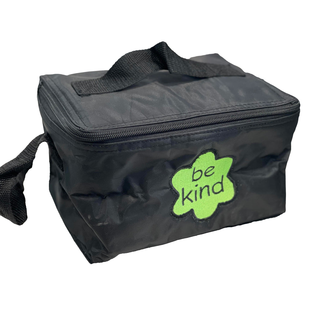 Embroidered Cube Lunch Tote Black