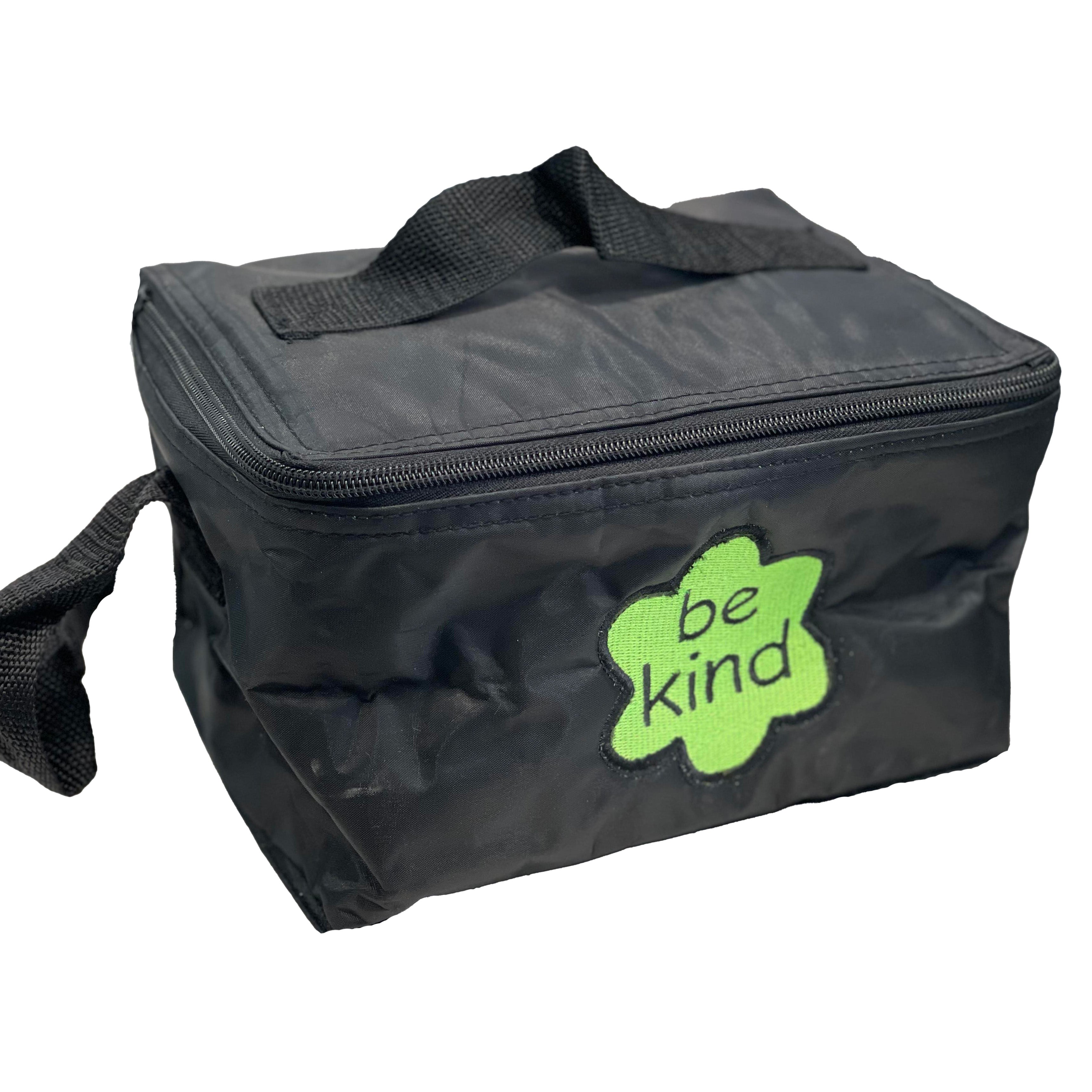 Embroidered Cube Lunch Tote Black