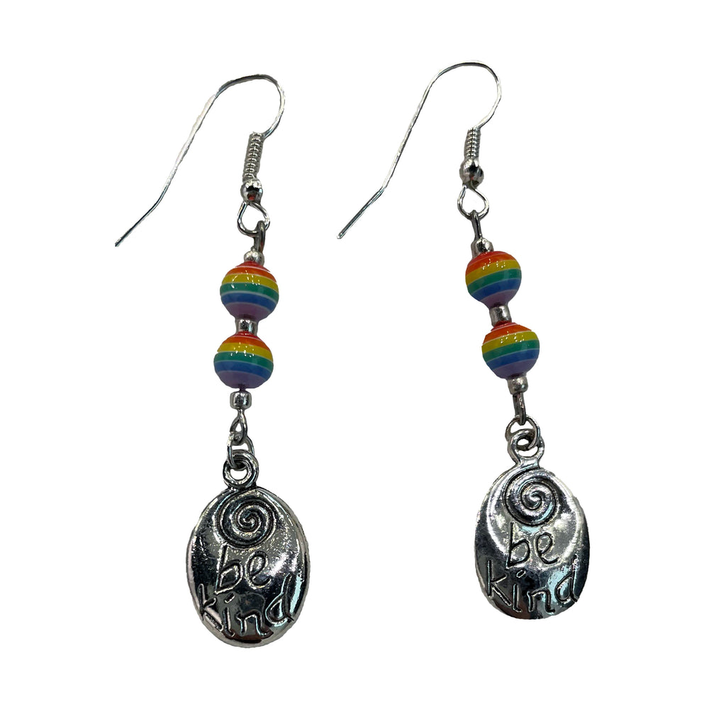 Earrings - Be Kind with Rainbow Resin Beads