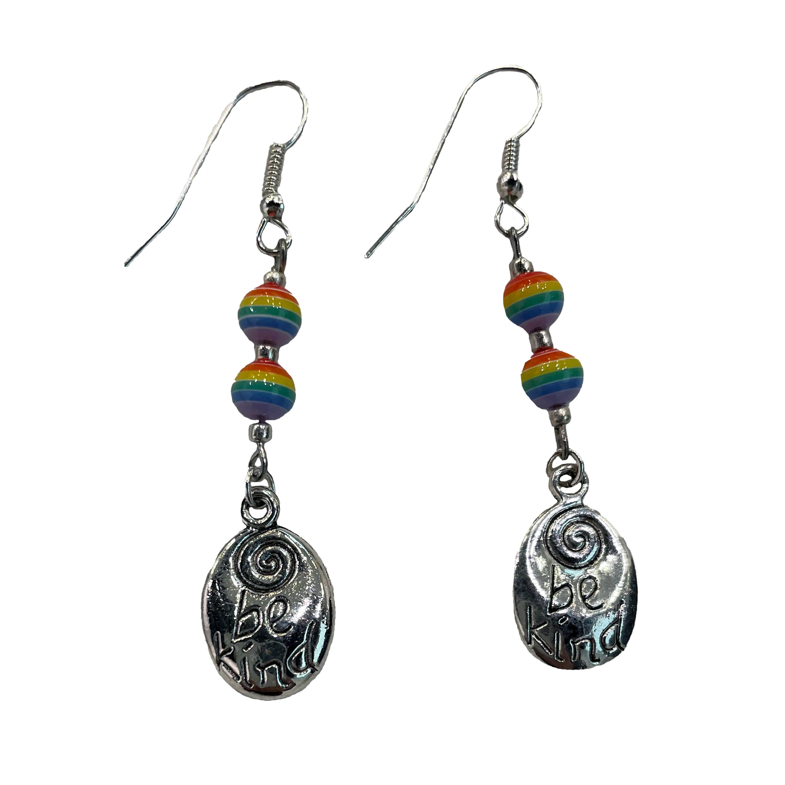 Earrings - Be Kind with Rainbow Resin Beads