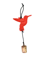 Hummingbird Ornament - Poppy Orange Floral