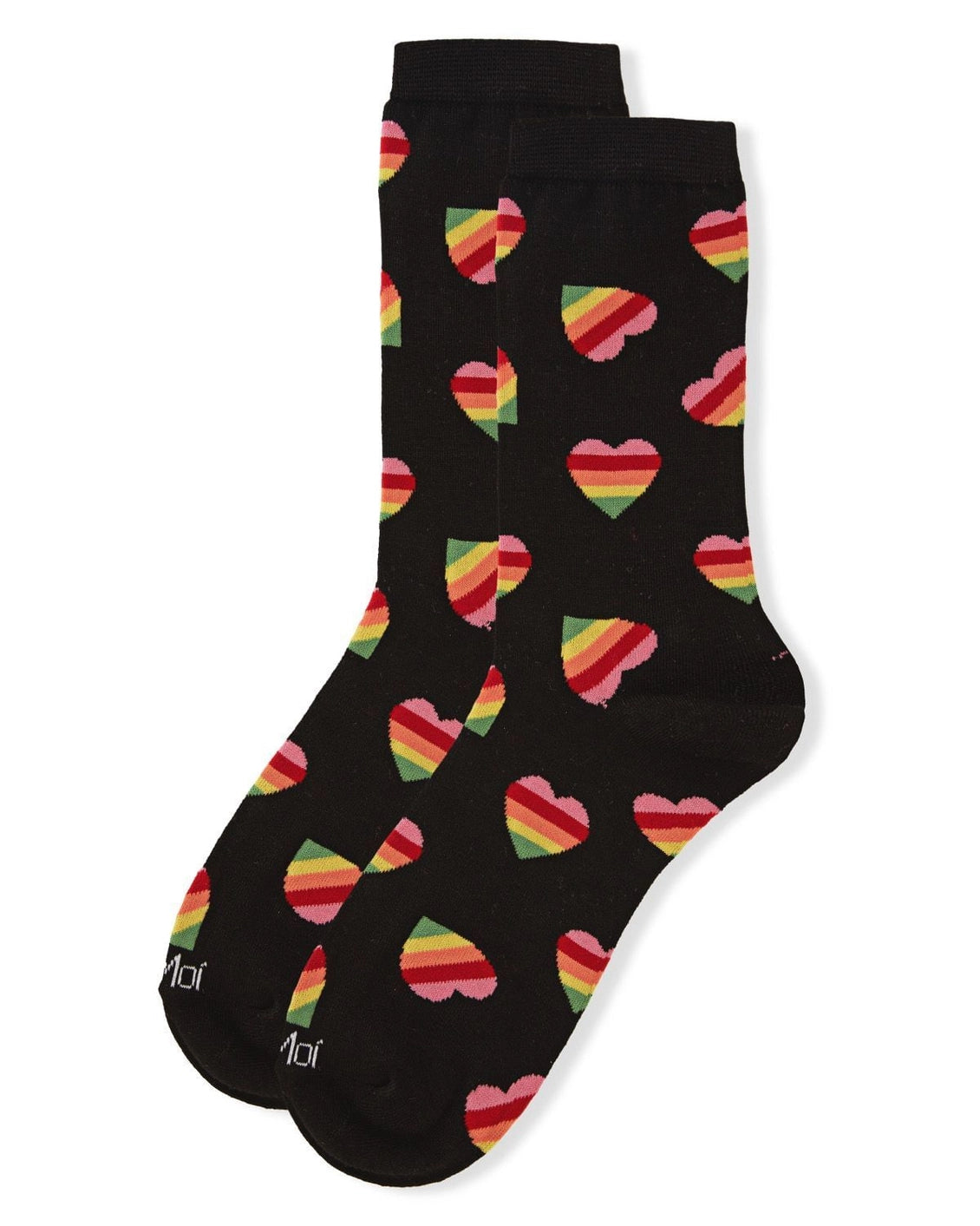 Crew Socks - Rainbow Heart Bamboo