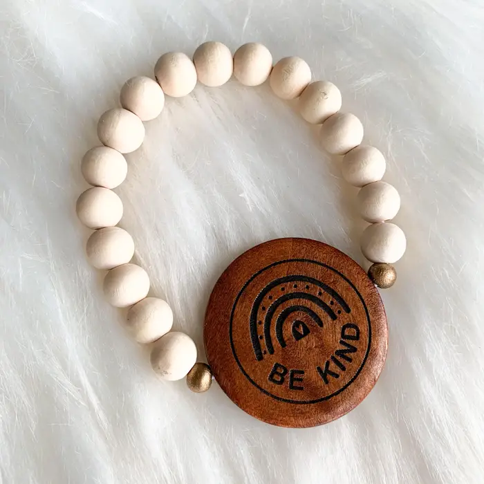Be Kind Round Wood Bracelet Ivory